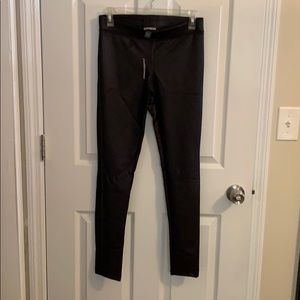 Black faux leather leggings